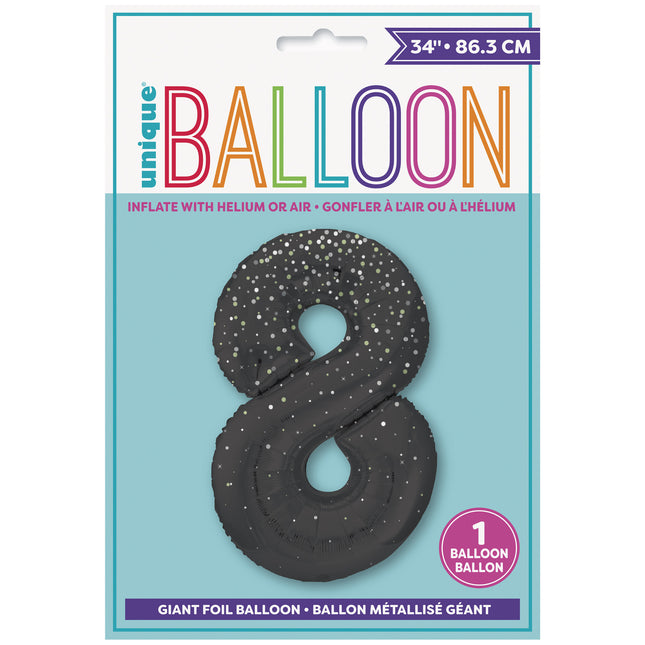 Globo Figura 8 Años Lunares Negros 86cm