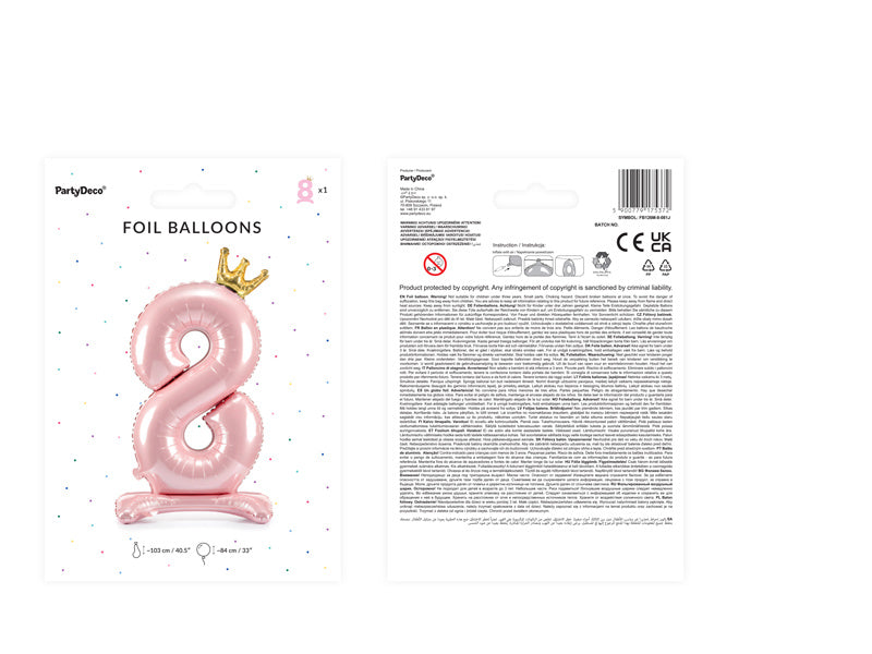 Globo Figura 8 Rosa Claro Estándar Vacío 84cm
