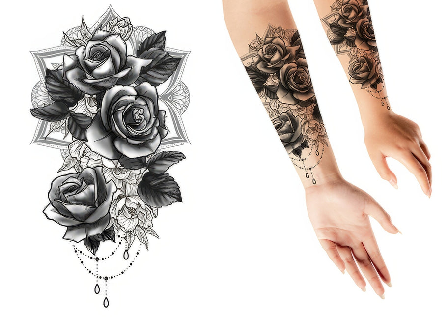 Rosas de tatuaje falsas 30 cm