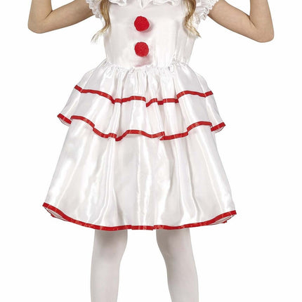 Disfraz de Payaso de Halloween Blanco Niña