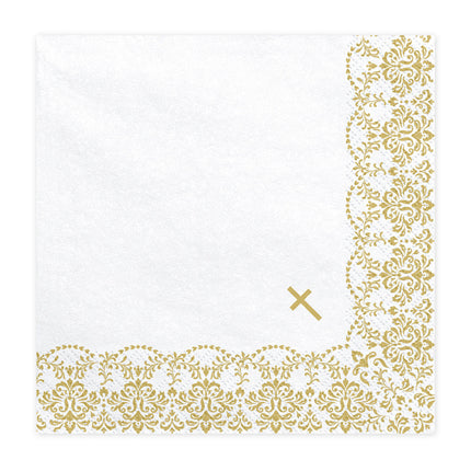 Servilletas Comunión Cruz Oro 33cm 20pcs