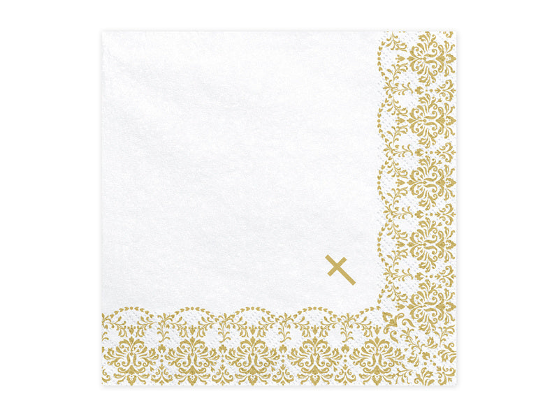 Servilletas Comunión Cruz Oro 33cm 20pcs