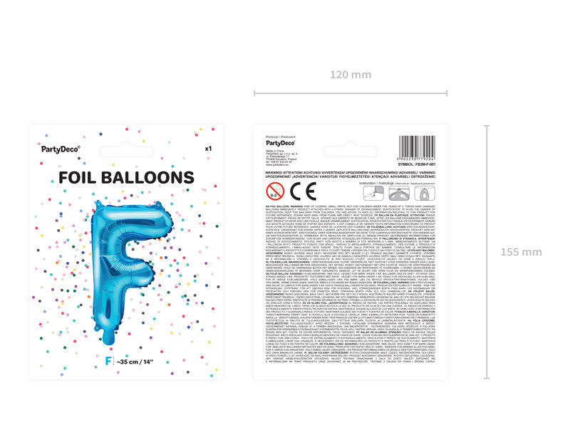 Globo Letra F Azul Vacío 35cm