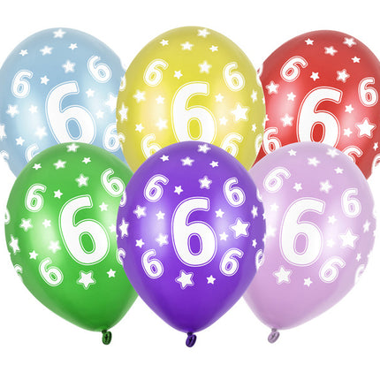 Globos 6 Años Coloreados Metálicos 30cm 6pcs