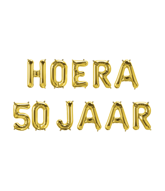 Set Globos Oro 50 Años Hurra 1,9m