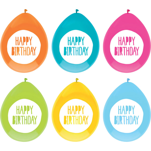 Globos Feliz Cumpleaños de Colores 30cm 6pcs