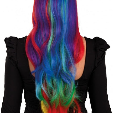 Peluca Selena Larga Con Rizos Arco Iris Por Todas Partes