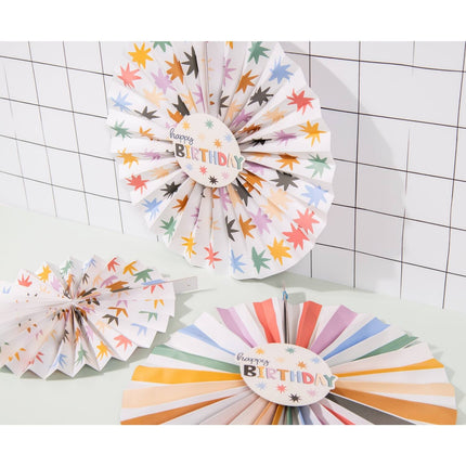 Feliz Cumpleaños Abanicos de Papel de Colores 3pcs