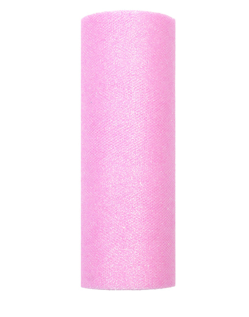Rollo Tul Rosa Claro Purpurina 15cm 9m