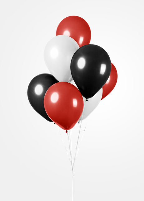 Globos Rojo Blanco Negro 30cm 10pcs