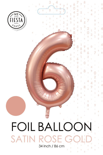 Globo Figura Oro Rosa 6 Años Brillo 86cm