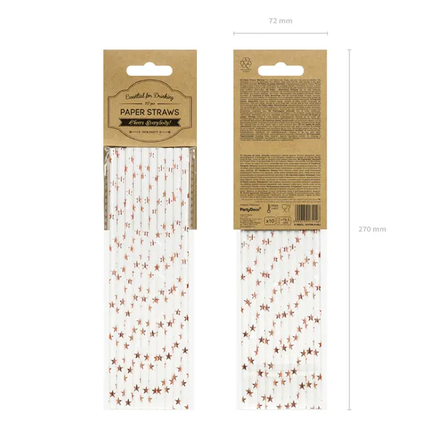 Pajitas de Papel Rayas Oro Rosa 19.5cm 10pcs