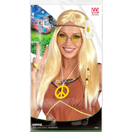 Peluca Hippie 60S Rubia Con Diadema