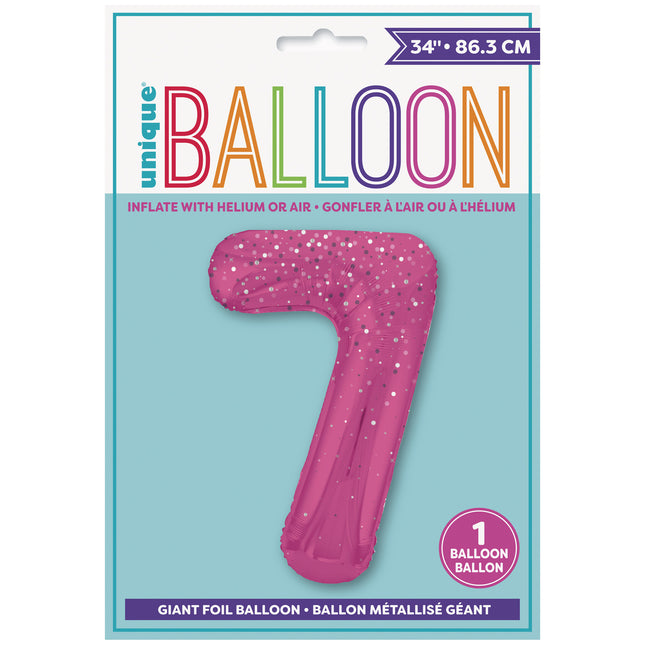 Globo Figura 7 Años Lunares Rosa 86cm