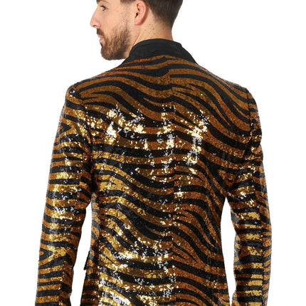 Gold Black Tiger Paillet Blazer Hombre <tc>OppoSuits</tc>