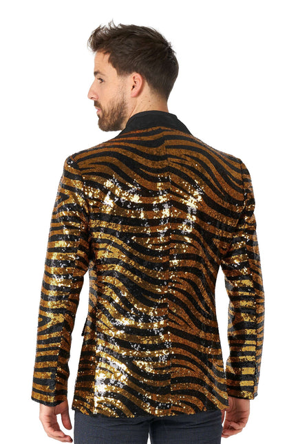 Gold Black Tiger Paillet Blazer Hombre <tc>OppoSuits</tc>