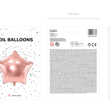 Globo de Helio Estrella Oro Rosa Vacío 70cm