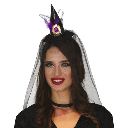 Tiara de Halloween Sombrero de Bruja Velo