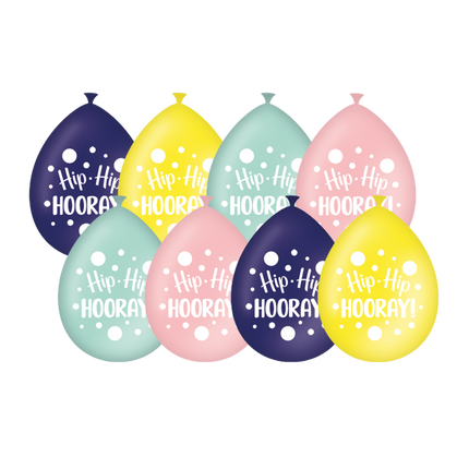 Globos Hip Hip Hooray 30cm 8pcs
