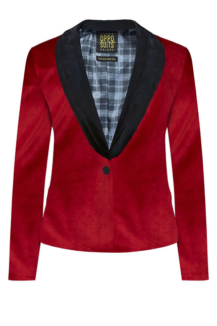 Blazer de terciopelo rojo burdeos para mujer <tc>OppoSuits</tc>