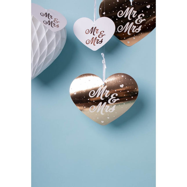 Mr, & Mrs, Set de Decoración Colgante Oro Rosa 5 piezas