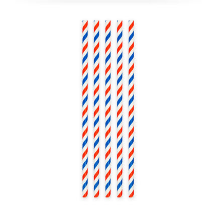 Rojo Blanco Azul Pajitas Cartón 20pcs