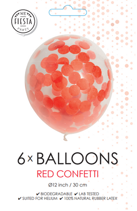 Globos Confeti Rojo 30cm 6pcs