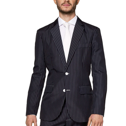 Traje negro de raya diplomática para hombre <tc>Suitmeister</tc>
