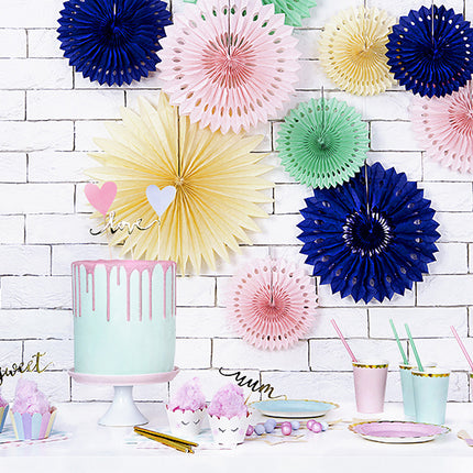 Abanicos de Papel Rosa Claro Pastel Set 20-30cm 3 piezas