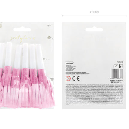 Cuernos de fiesta Rosa claro 6pcs