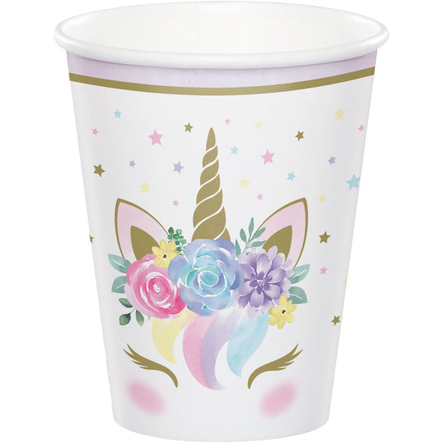 Vasos Unicornio Flores 256ml 8pcs