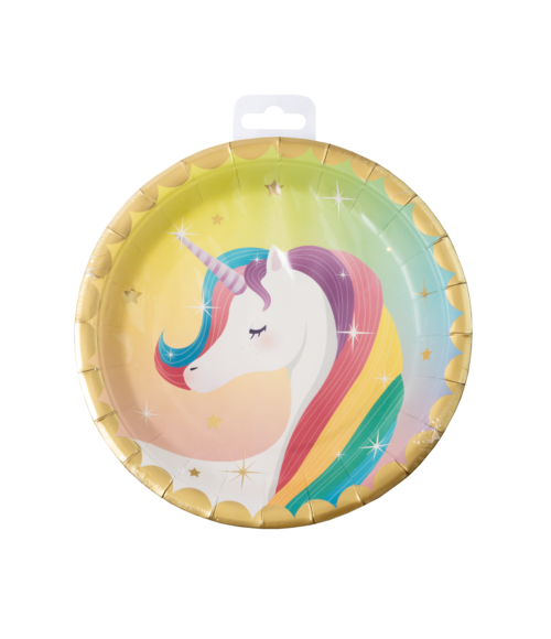 Platos Unicornio Colores 23cm 8uds.