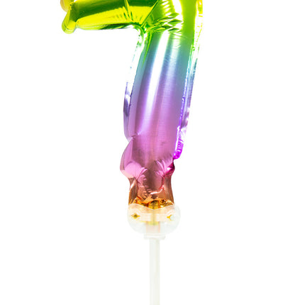 Globo Foil Figura 7 Arco Iris 13cm con Palo