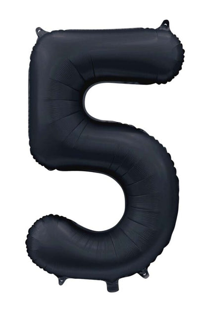 Globo Número Negro 5 Años Brillo 86cm