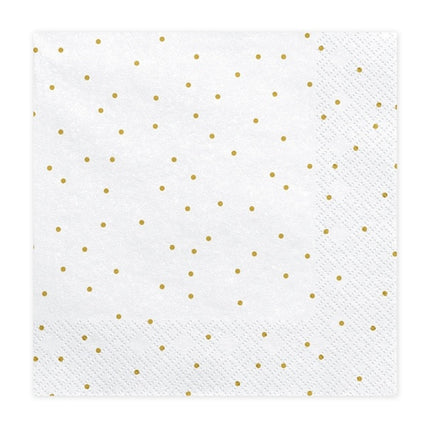 Servilletas Blancas con Puntos Dorados 33cm 20pcs
