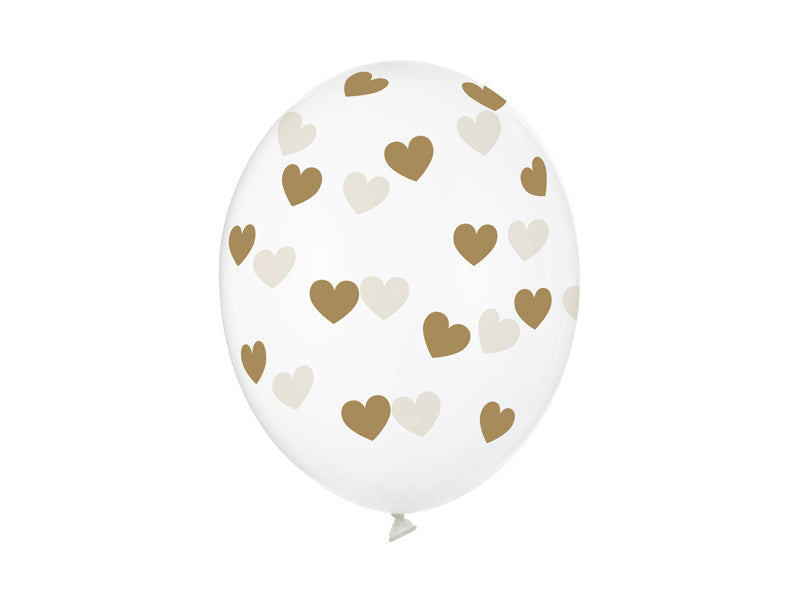 Globos Transparentes Corazones de Oro