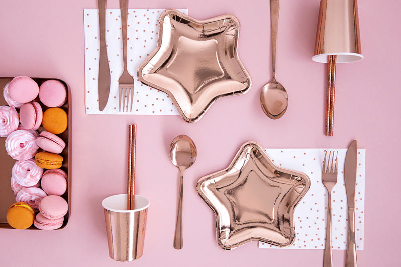 Platos Estrella Oro Rosa 18cm 6pcs