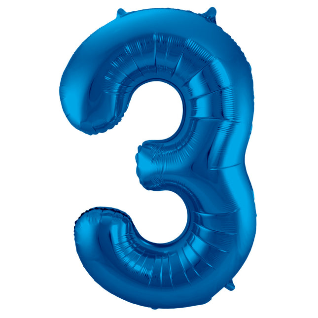 Globo Figura 3 Azul Metalizado XL 86cm Vacío