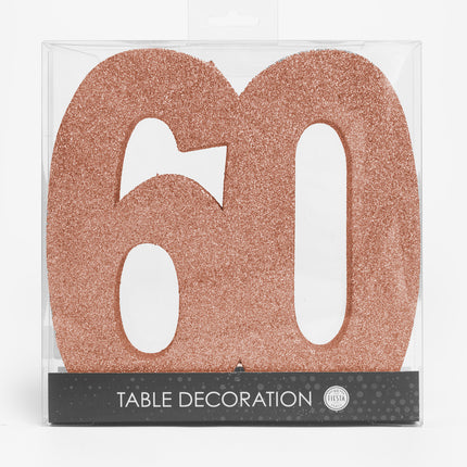 Decoración de Mesa Oro Rosa Figura 60 Purpurina 20,5cm