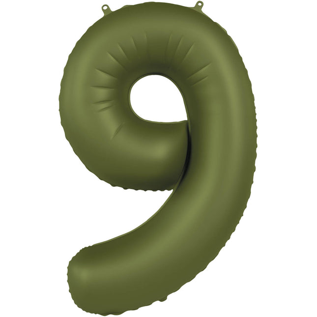 Globo Figura 9 Años Verde Mate 86cm