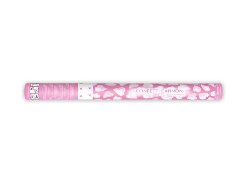 Cañón Confeti Corazones Blanco 60cm
