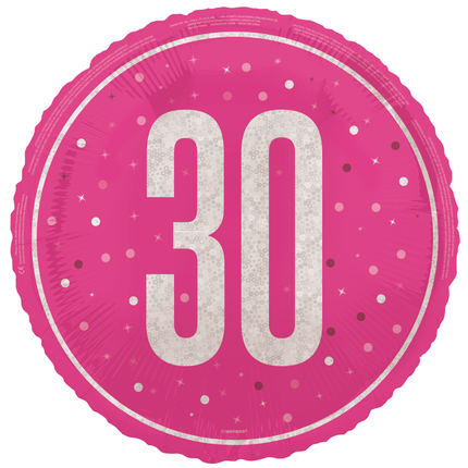 30 Años Globo de Helio Rosa Vacío 45cm