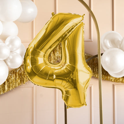 Globo Figura 4 Años Oro Vacío 72cm