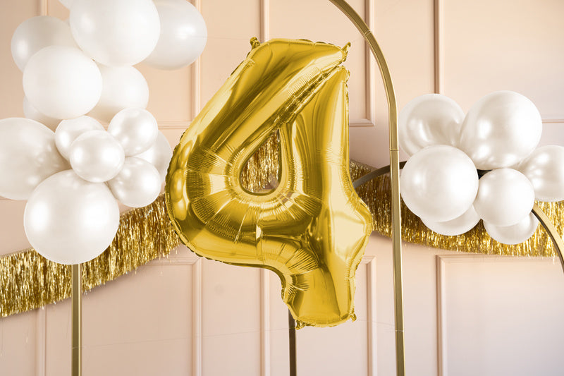 Globo Figura 4 Años Oro Vacío 72cm