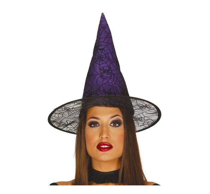 Araña bruja de sombrero morado