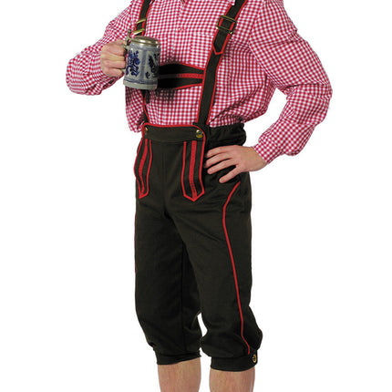 Lederhosen Negro Rojo Hombre