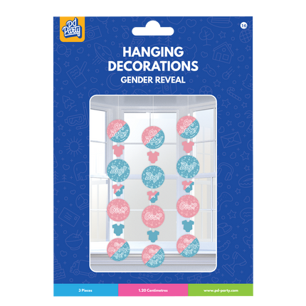 Decoración colgante Gender Reveal 14cm 3pcs