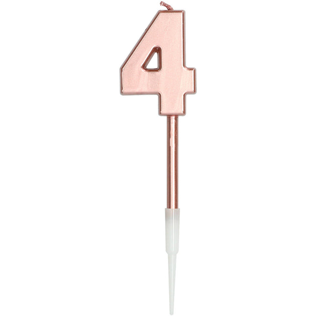 Vela Figura 4 Oro Rosa Metálico 15cm
