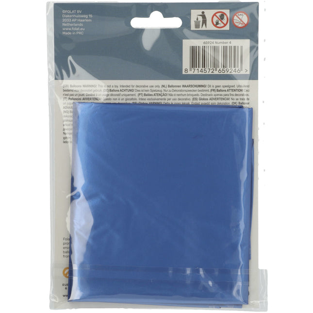 Globo Foil Figura 4 Azul Mate XL 86cm vacío