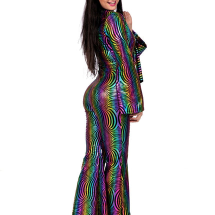 Traje Disco Color Damas Holográfico
